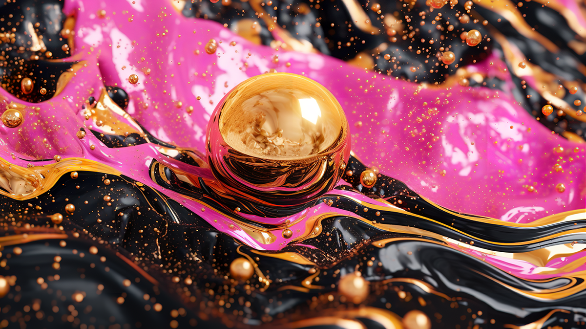 enlarge_Acrylic_Fluid_Art__Pink_paint_bubbles_on_black_wavey